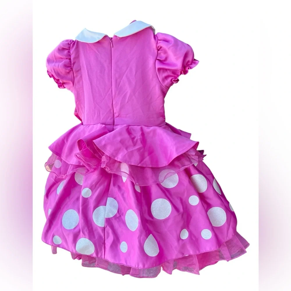 Hostess Pick ☄️ Glittery Pink Polka Dot Kids Disney Minnie Mouse Costume